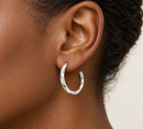 Silver Tone Stainless Steel Twisted Hoop 