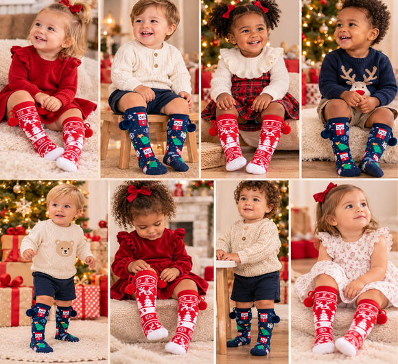 Christmas Knee High Pom Pom Socks (18 months - 6 years) 