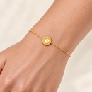 Gold Plated Flower Circle Stainless Steel Bracelet 