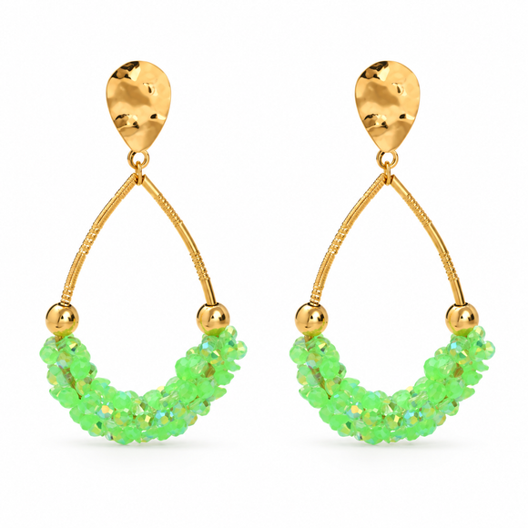 Gold Plated Button spring stainless steel earrings 
