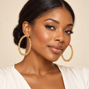 Gold Tone Embellished Hoop Earrings 