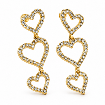 Gold Plated Triple Heart Drop 