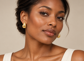 Gold Plated Bean Stud Earrings 