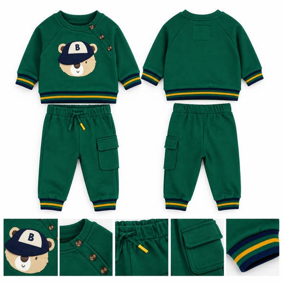 Baby Boys Green Bear 2-Piece Outfit Set 