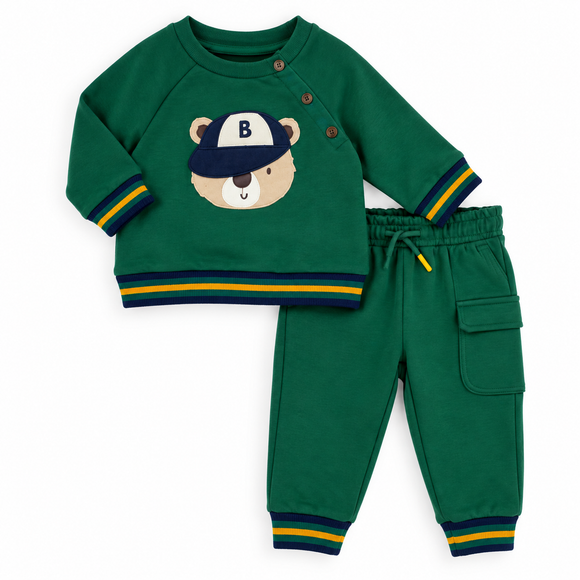 Baby Boys Green Bear 2-Piece Outfit Set 