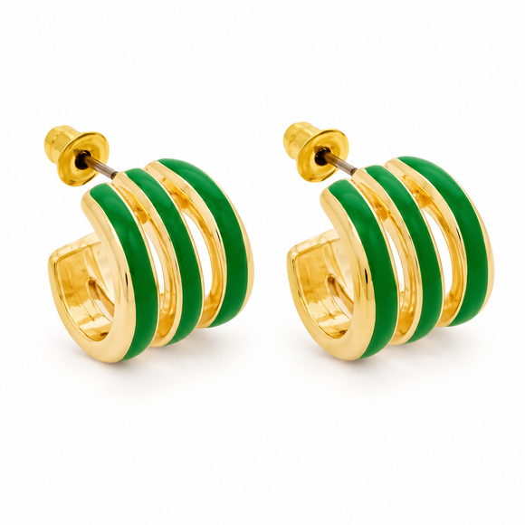 Gold Plated & Green Earrings – Pack of Two 