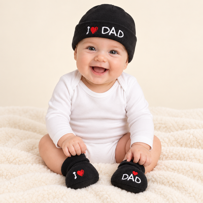 I ♥ Dad Hat and Bootee Set (NB-3 Months) 