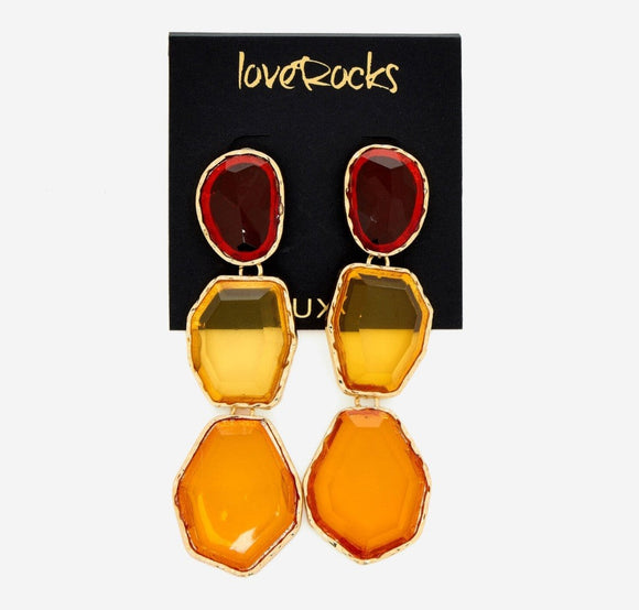 Elegant Gold-Tone Drop Earrings with Multicolour Gemstones 