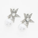 Silver Tone Star Pearl Drop 