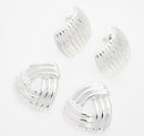 Sophisticated Silver-Tone Ribbed Drop Earrings – Two Pack 