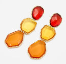 Elegant Gold-Tone Drop Earrings with Multicolour Gemstones 