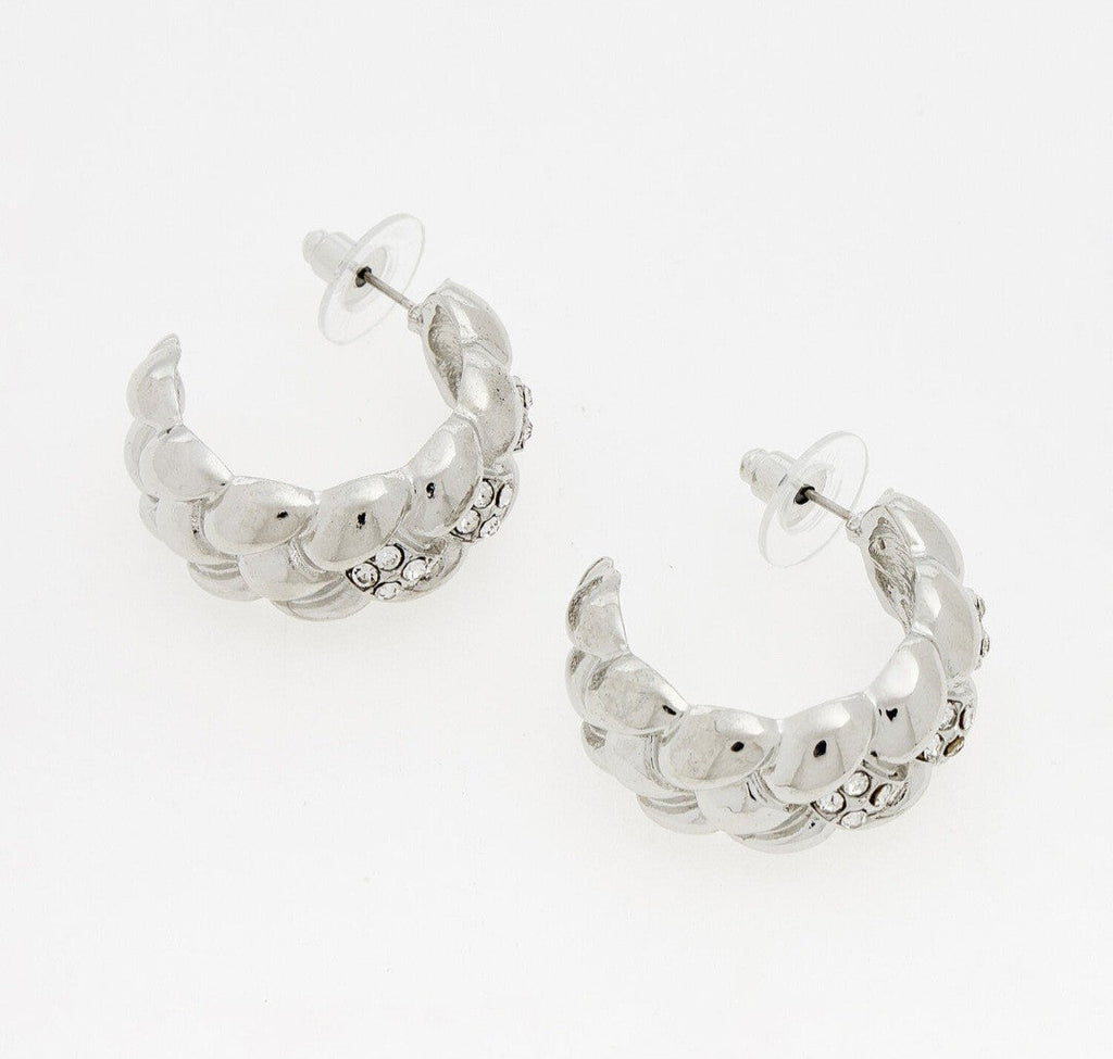 Silver Tone Braid Detail Hoop Earrings | Bellveri