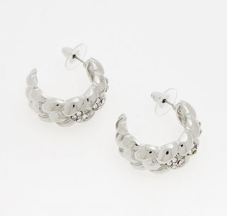 Silver Tone Braid Detail Hoop Earrings 