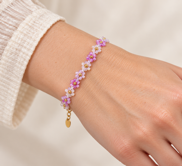 Beads Flowers Summer Stainless Steel Bracelet 