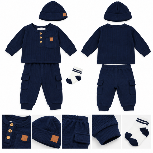 Baby Boys Navy 4-Piece Outfit Set 