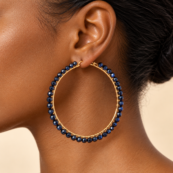 Black & Gold Tone Extra Large Hoop Earrings 