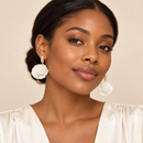 White and Gold Tone Drop Earrings 