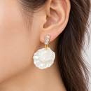 White and Gold Tone Drop Earrings 
