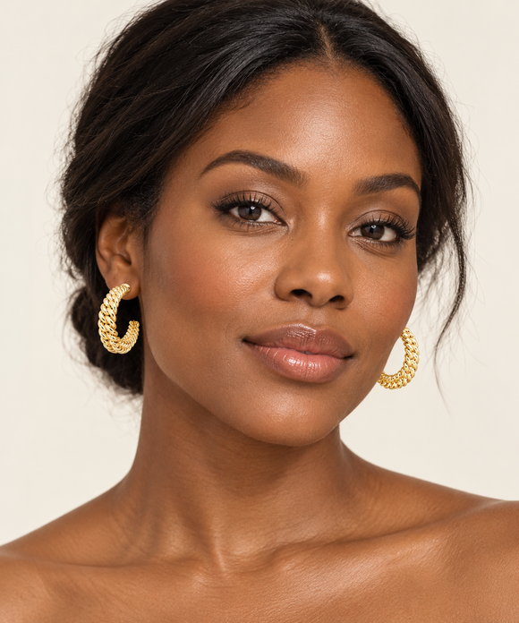 Gold Tone Hoop Earrings 