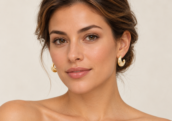 Gold Tone Hoop Earrings 