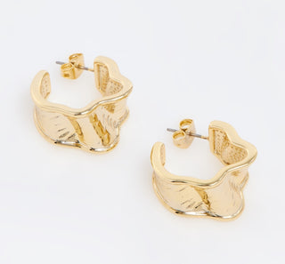 18ct Gold Plated Hammered Hoops 