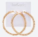 Gold Tone Embellished Hoop Earrings 