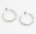 Silver Tone Stainless Steel Twisted Hoop 