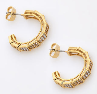 18ct Gold Plated Embellished Hoop Earrings 