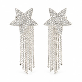 Silver Plated Star Drop Earrings 
