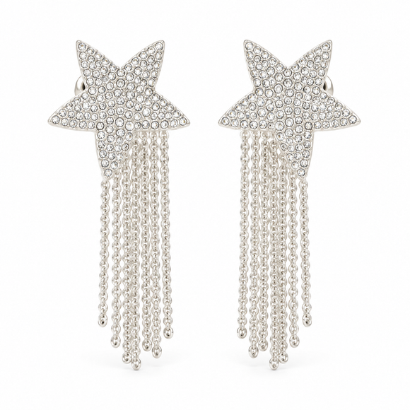 Silver Plated Star Drop Earrings 