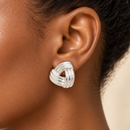 Sophisticated Silver Tone Ribbed Drop Earrings – Two Pack 
