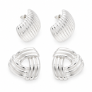 Sophisticated Silver Tone Ribbed Drop Earrings – Two Pack 
