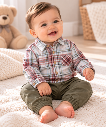 Blue Shirt & Khaki Chinos Set (6-9 MTHS) 