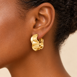 18ct Gold Plated Hammered Hoops 
