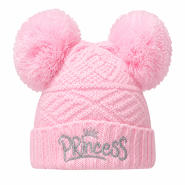 Pink Double Pom Pom and Princess Embroidery  (0-6 Months) 