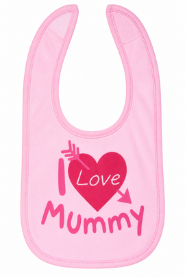 Pink I Love Mummy Cotton Bib (One Size) 