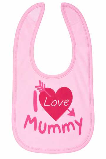 Pink I Love Mummy Cotton Bib (One Size) 