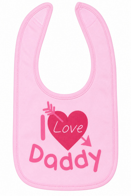 Pink I Love Daddy Cotton Bib (One Size) 