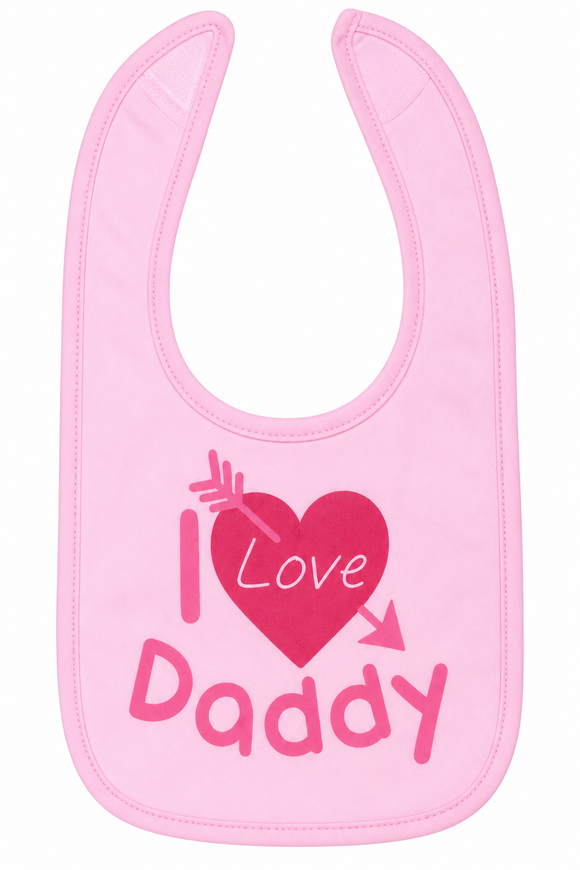 Pink I Love Daddy Cotton Bib (One Size) 