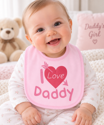 Pink I Love Daddy Cotton Bib (One Size) 
