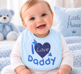 Blue I love Daddy Cotton Bib (One Size) 