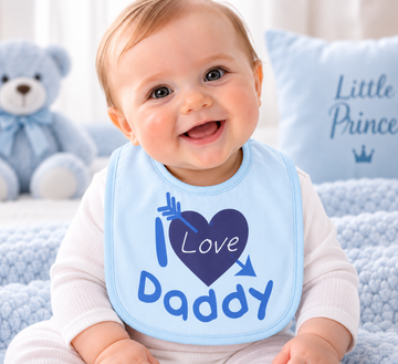 Blue I love Daddy Cotton Bib (One Size) 