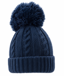 Navy  Elegance  Cable Knit Pom Hat  (0-12 Months) 