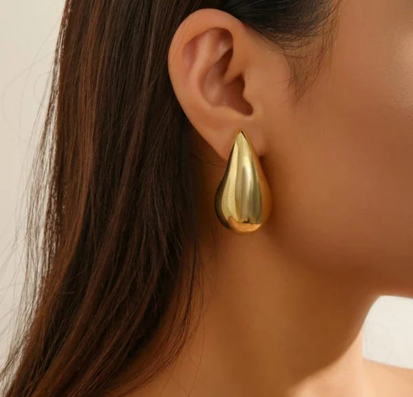 Gold Plated Bean Stud Earrings 