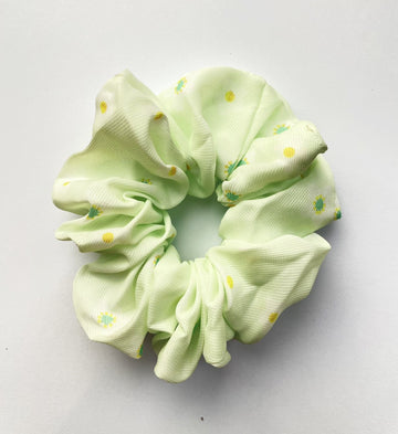 Green Spring Flower Scrunchie 