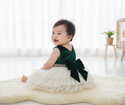 Green Velvet Tulle Tiered Party Dress 