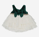 Green Velvet Tulle Tiered Party Dress 