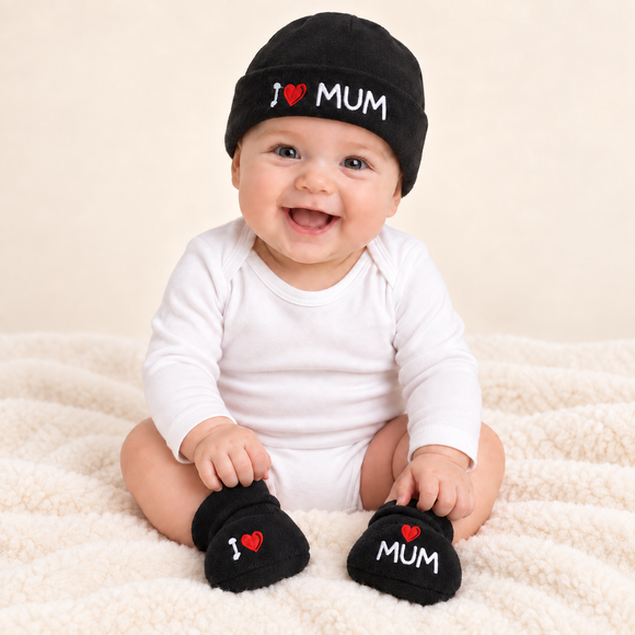 I ♥ Dad Hat and Bootee Set (NB-3 Months) 
