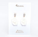 White and Gold Tone Drop Earrings 