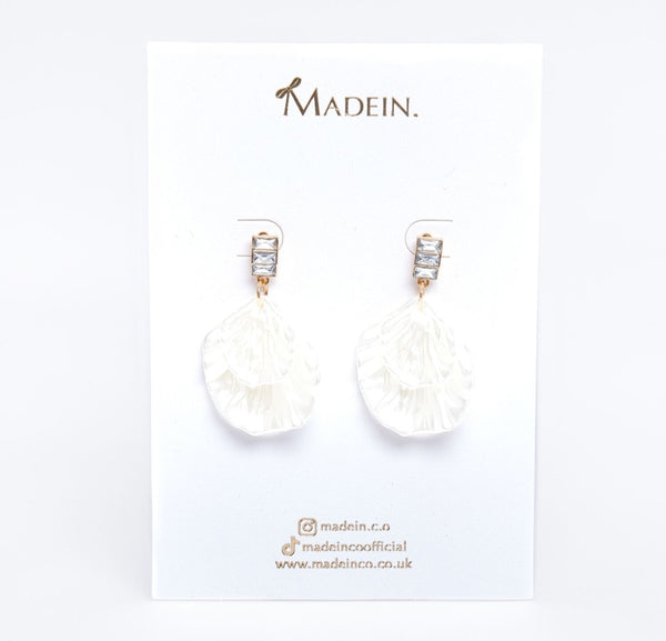 White and Gold Tone Drop Earrings 